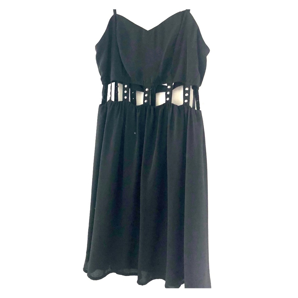 Black dress with cutouts and studs